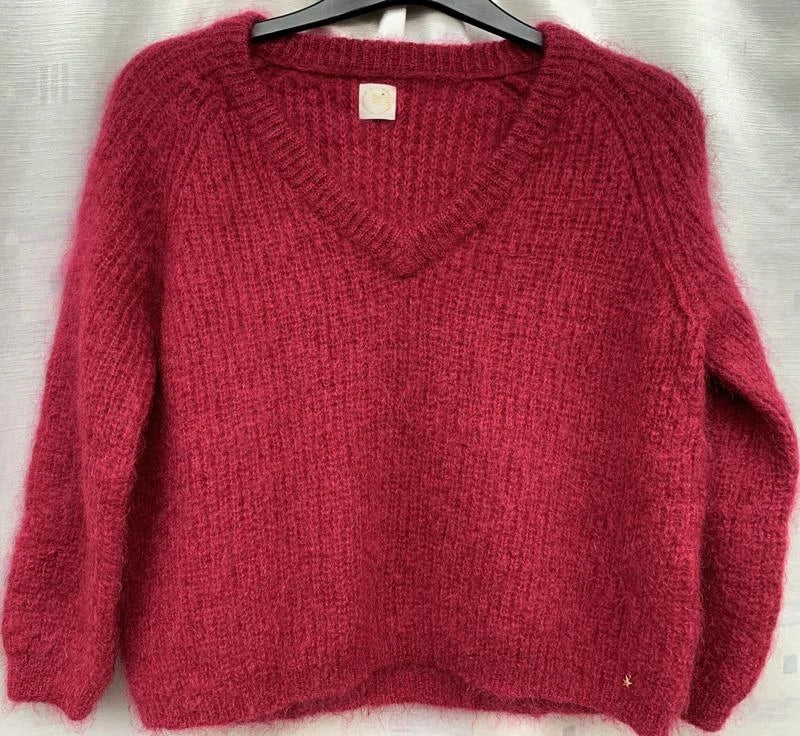 Des Petits Hauts Bulin kid mohair burgundy sweater jumper