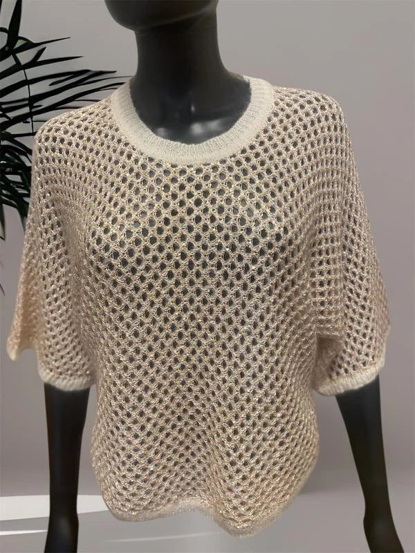 Ba&sh golden sequins decorated white top jumper - view 5
