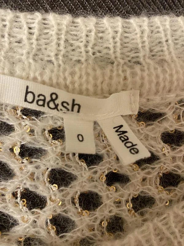 Ba&sh golden sequins decorated white top jumper - view 3