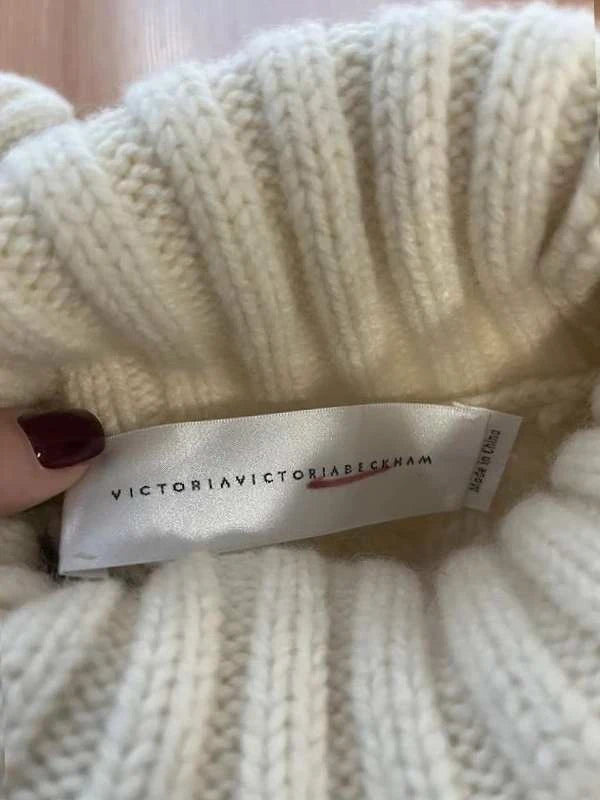Victoria Beckham ecru white lamb wool turtleneck sweater - view 4