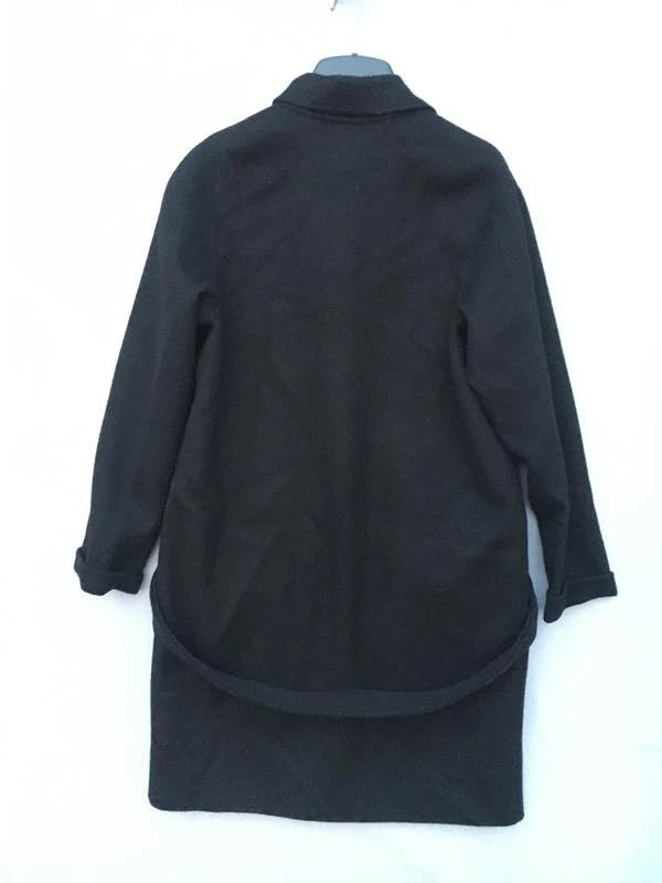 Theory black wool cashmere belted coat - view 7