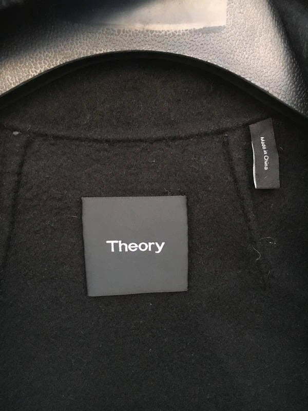 Theory black wool cashmere belted coat - view 4
