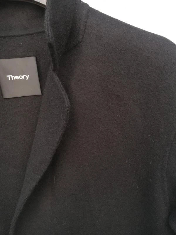Theory black wool cashmere belted coat - view 3