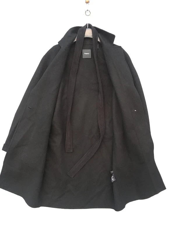 Theory black wool cashmere belted coat - view 6