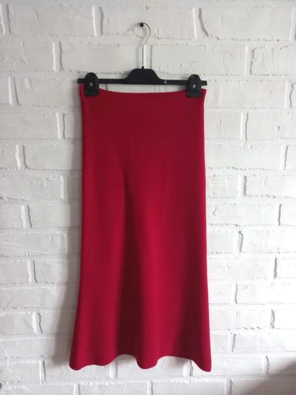 Equipment red 100% cashmere long skirt