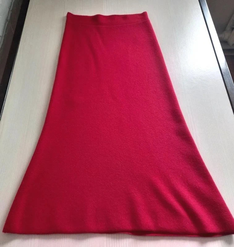 Equipment red 100% cashmere long skirt - view 5