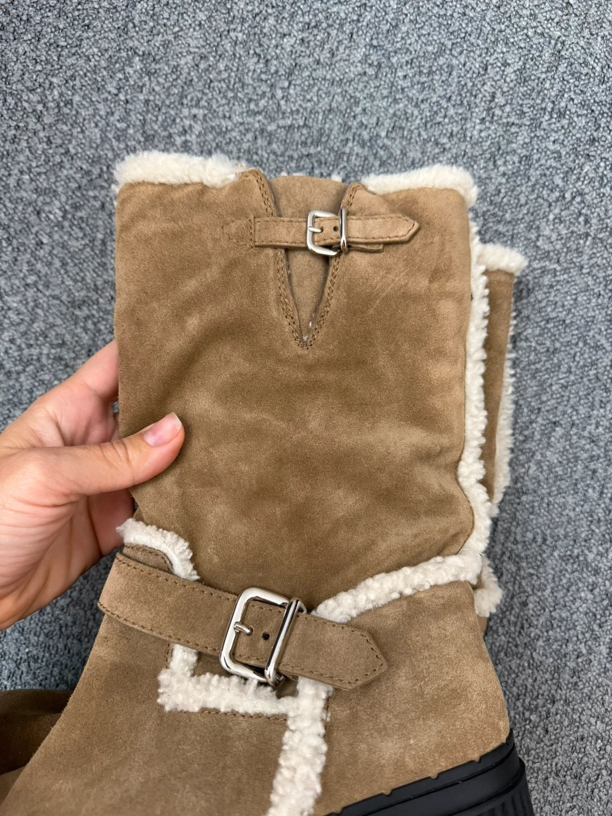 Tod's beige suede white shearling winter boots - view 6