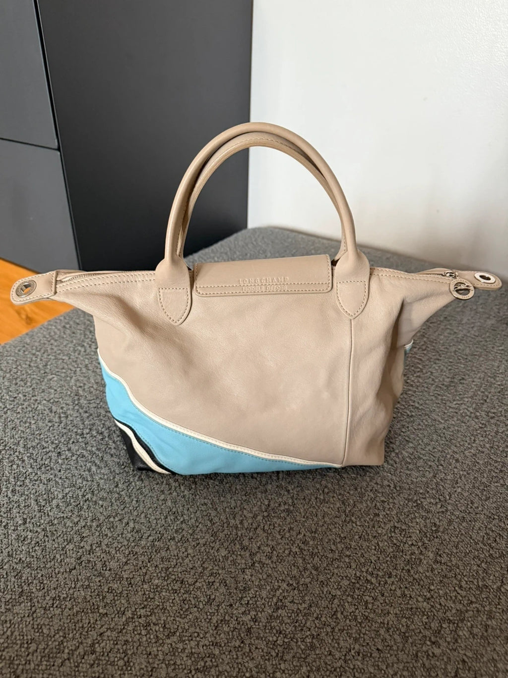 Longchamp le pliage grey blue leather small bag - view 8