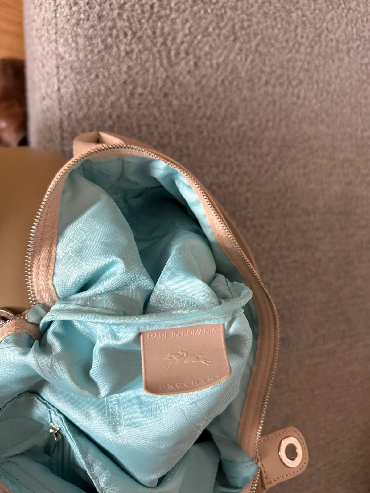 Longchamp le pliage grey blue leather small bag - view 14