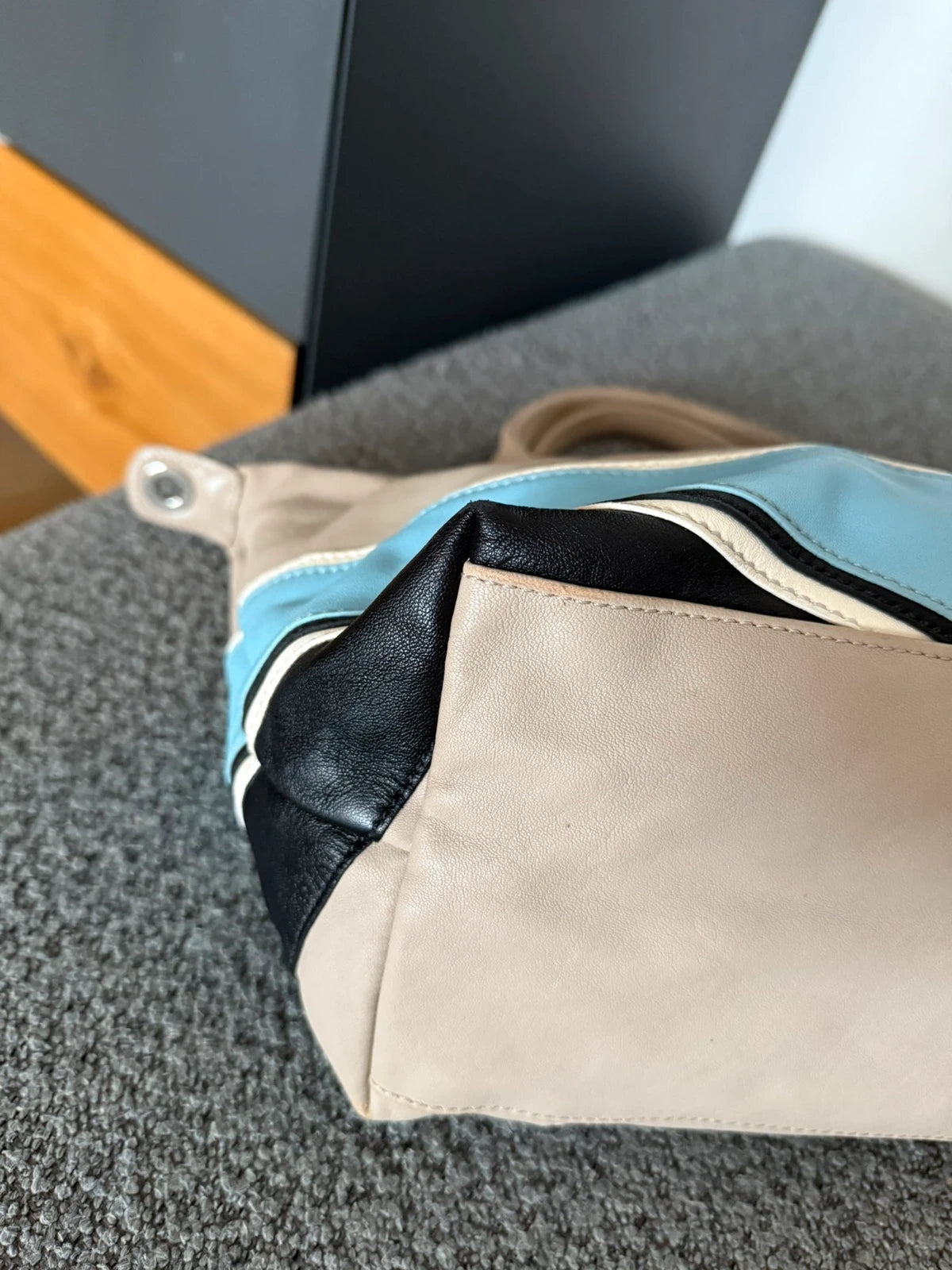 Longchamp le pliage grey blue leather small bag - view 10