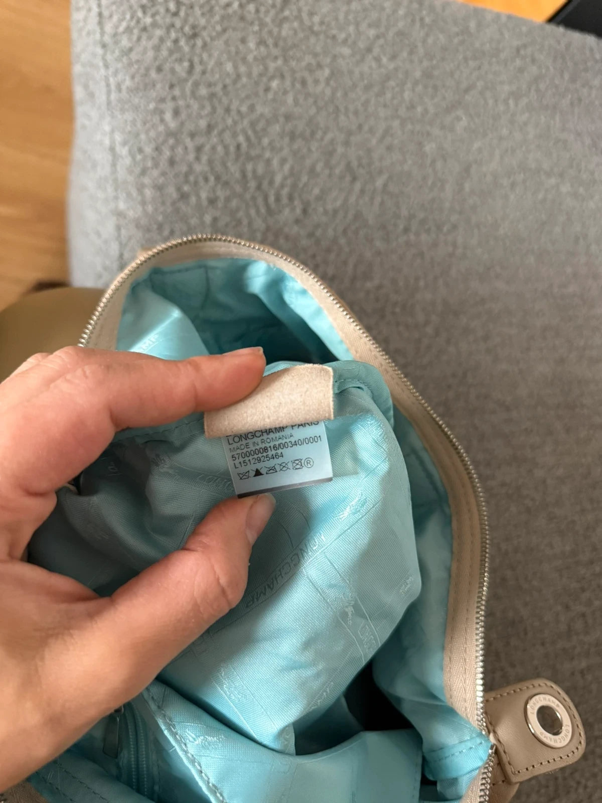 Longchamp le pliage grey blue leather small bag - view 15