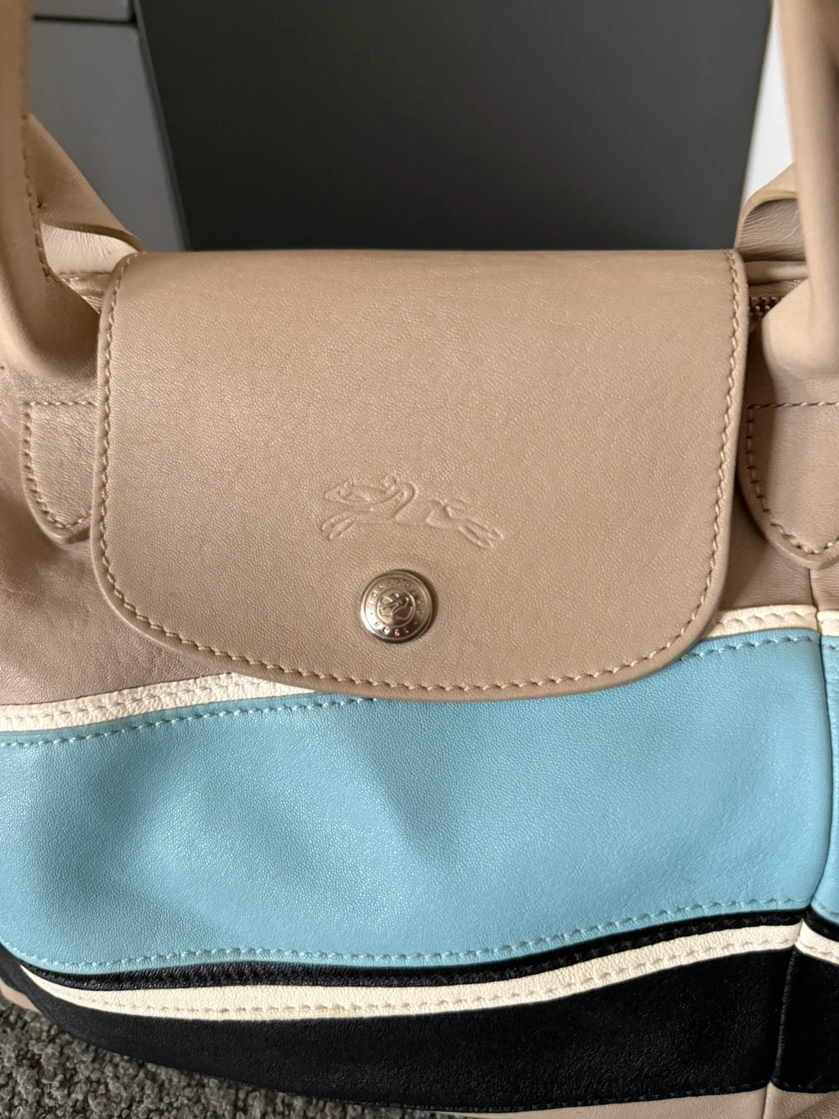 Longchamp le pliage grey blue leather small bag - view 5