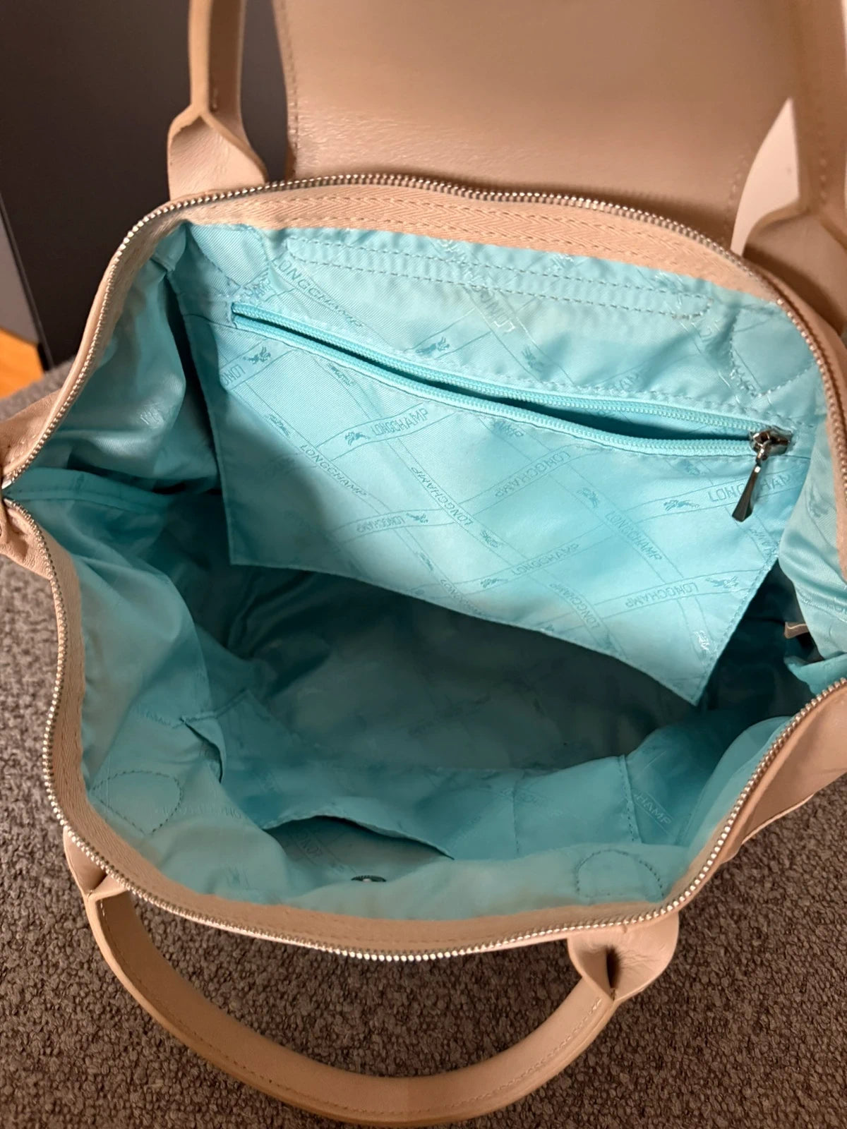 Longchamp le pliage grey blue leather small bag - view 13