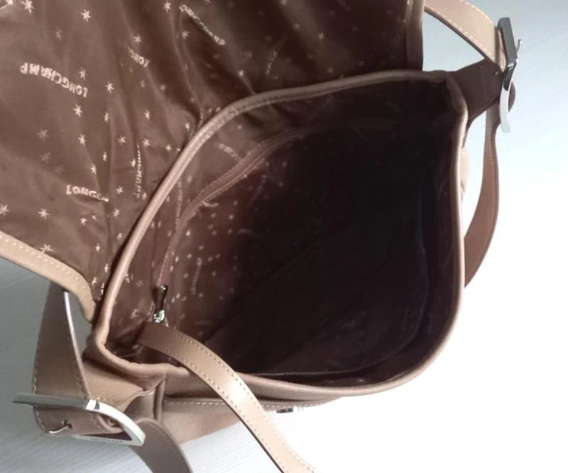 Longchamp cosmos beige leather messenger bag - view 8