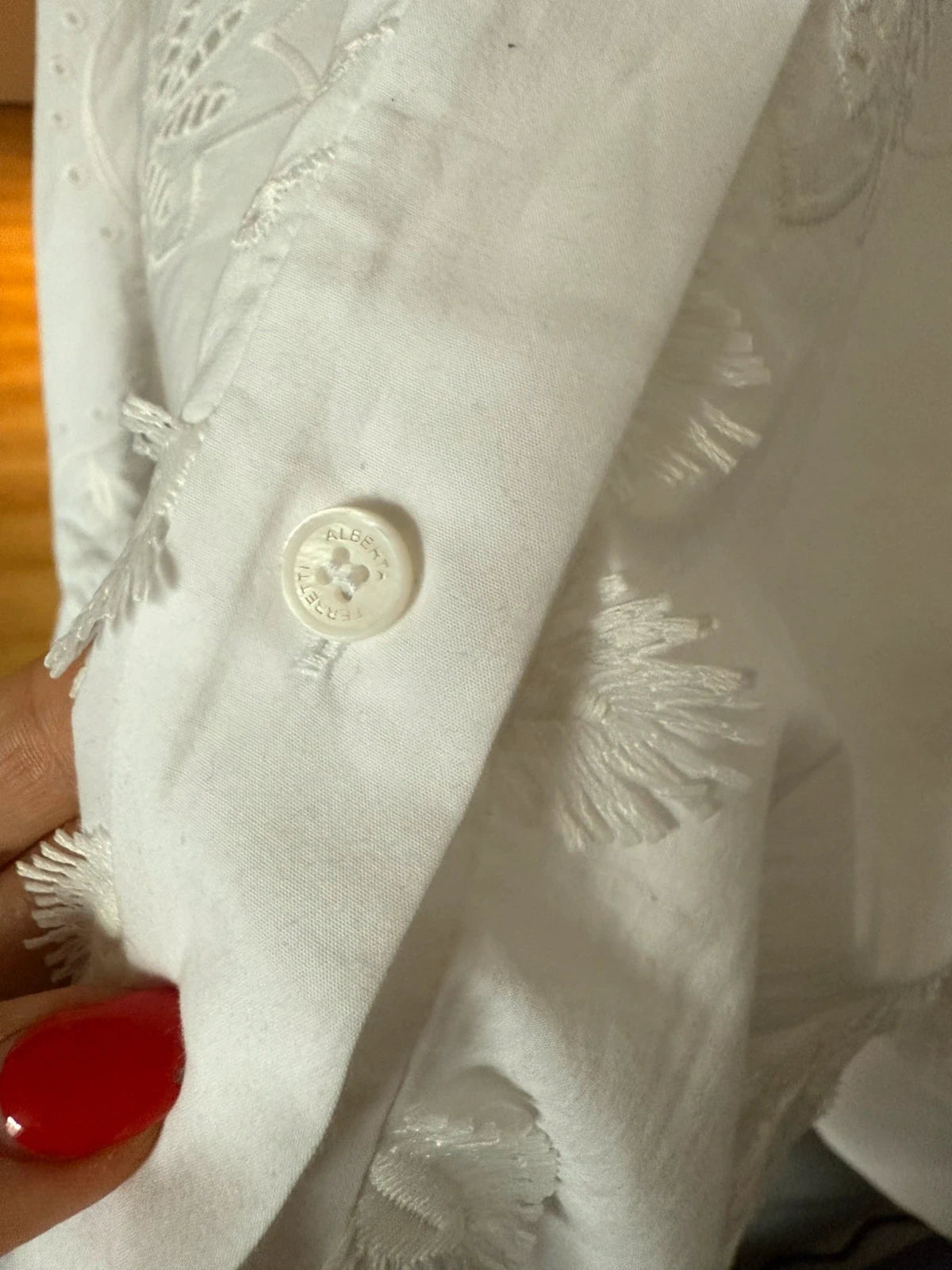 Alberta Ferretti white cotton embroidered shirt blouse - view 4