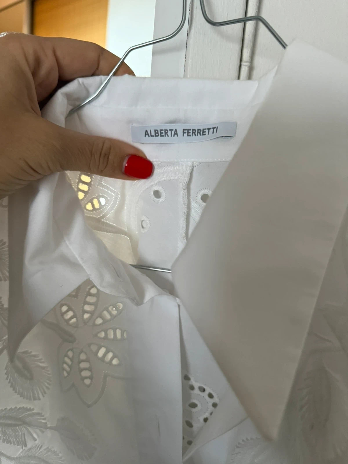 Alberta Ferretti white cotton embroidered shirt blouse - view 6