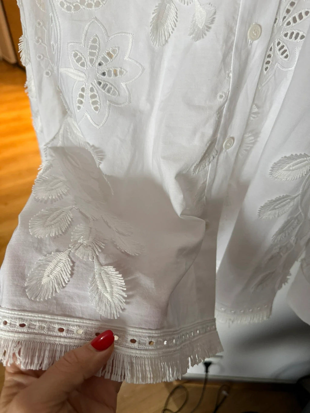 Alberta Ferretti white cotton embroidered shirt blouse - view 7