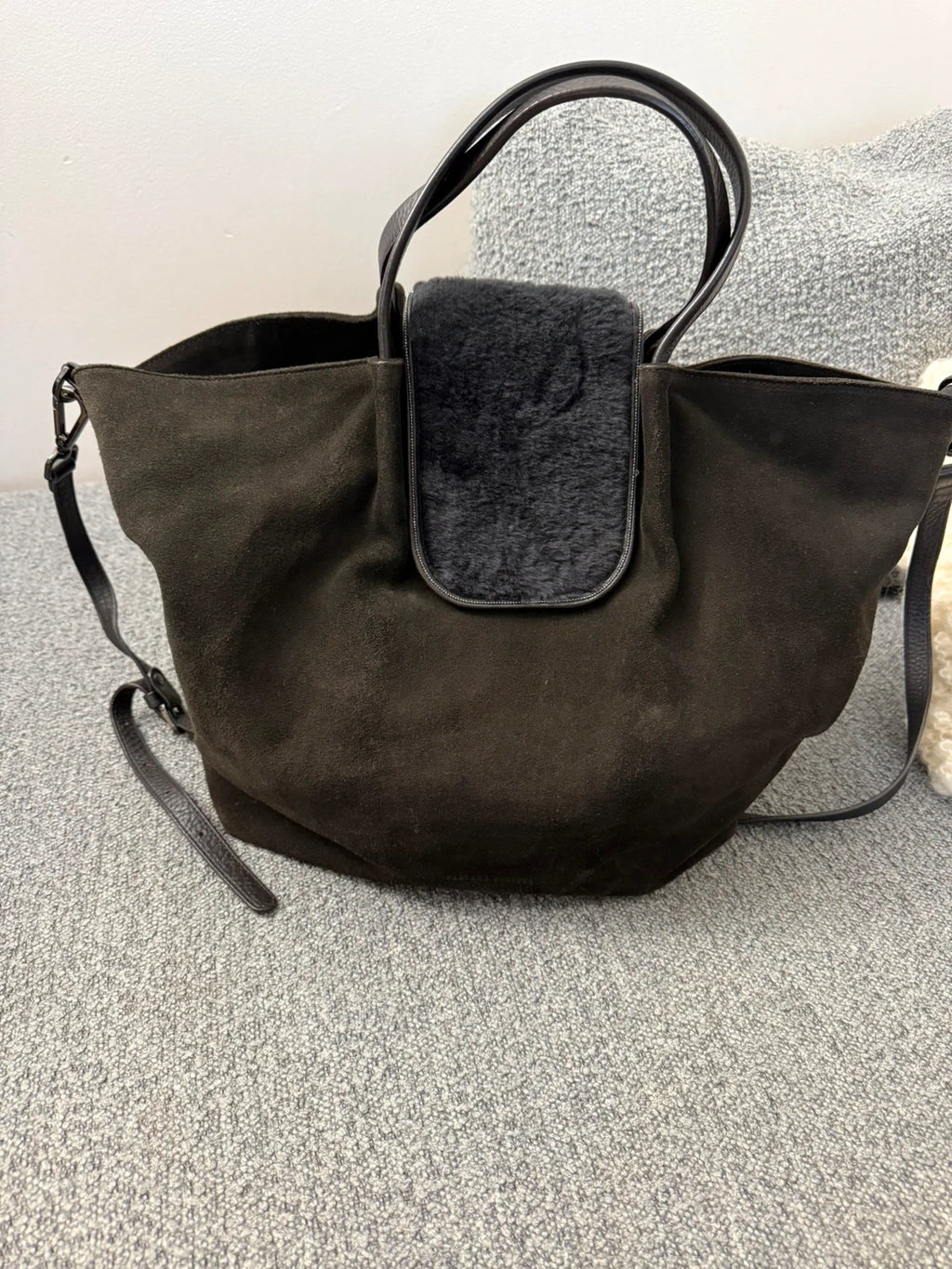 Fabiana Filippi very dark chocolate suede leather big bag - view 2
