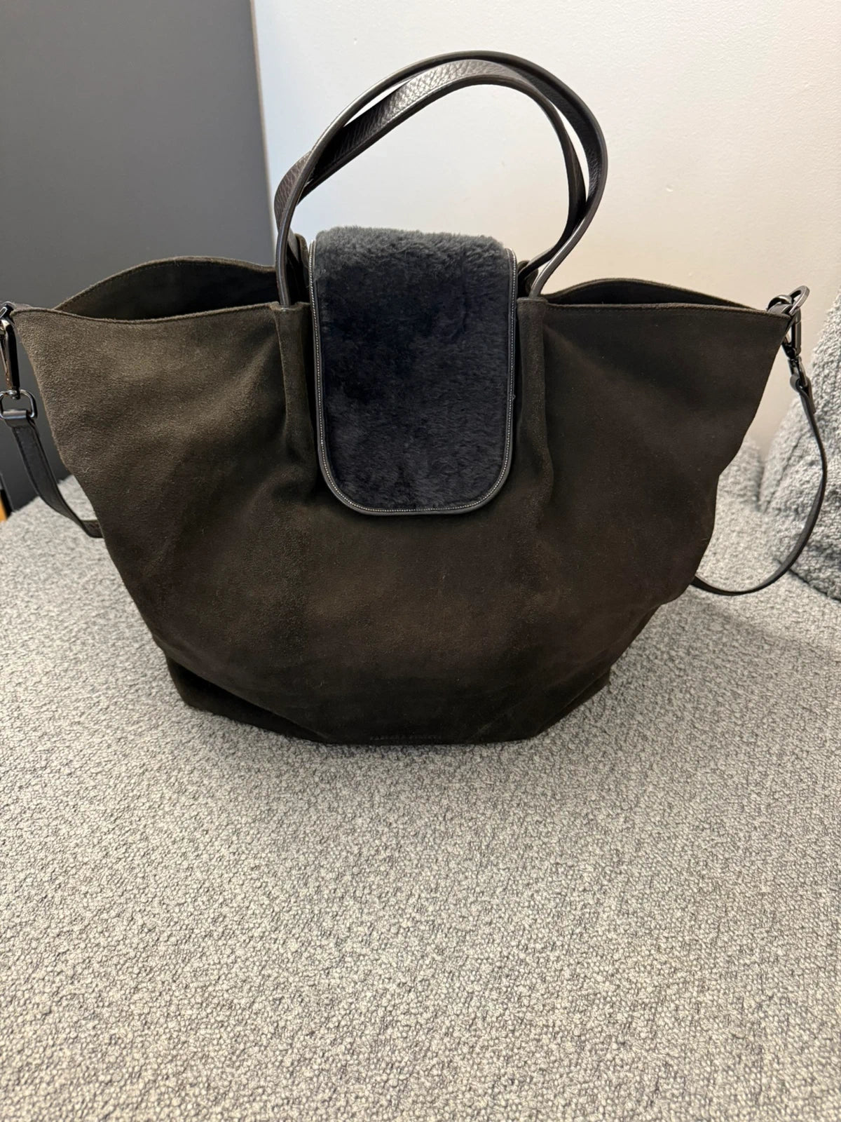Fabiana Filippi very dark chocolate suede leather big bag
