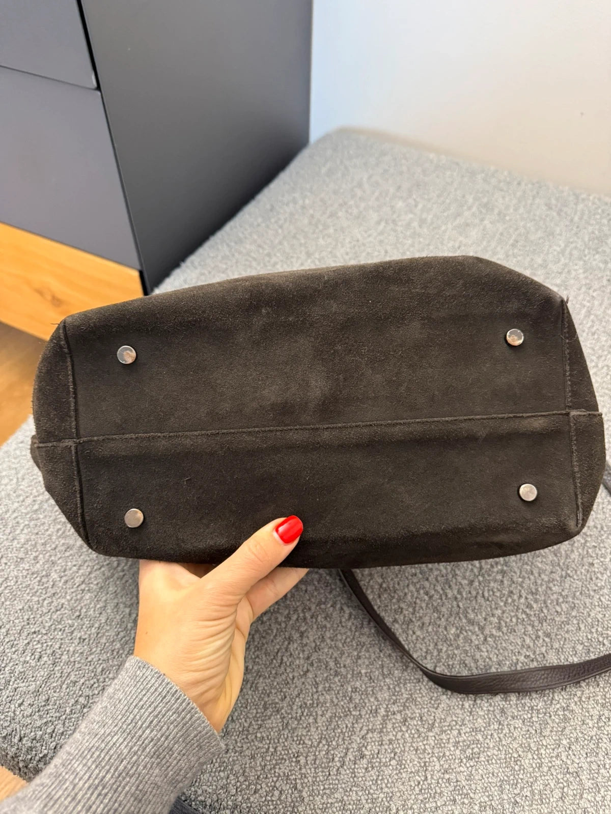 Fabiana Filippi very dark chocolate suede leather big bag - view 7