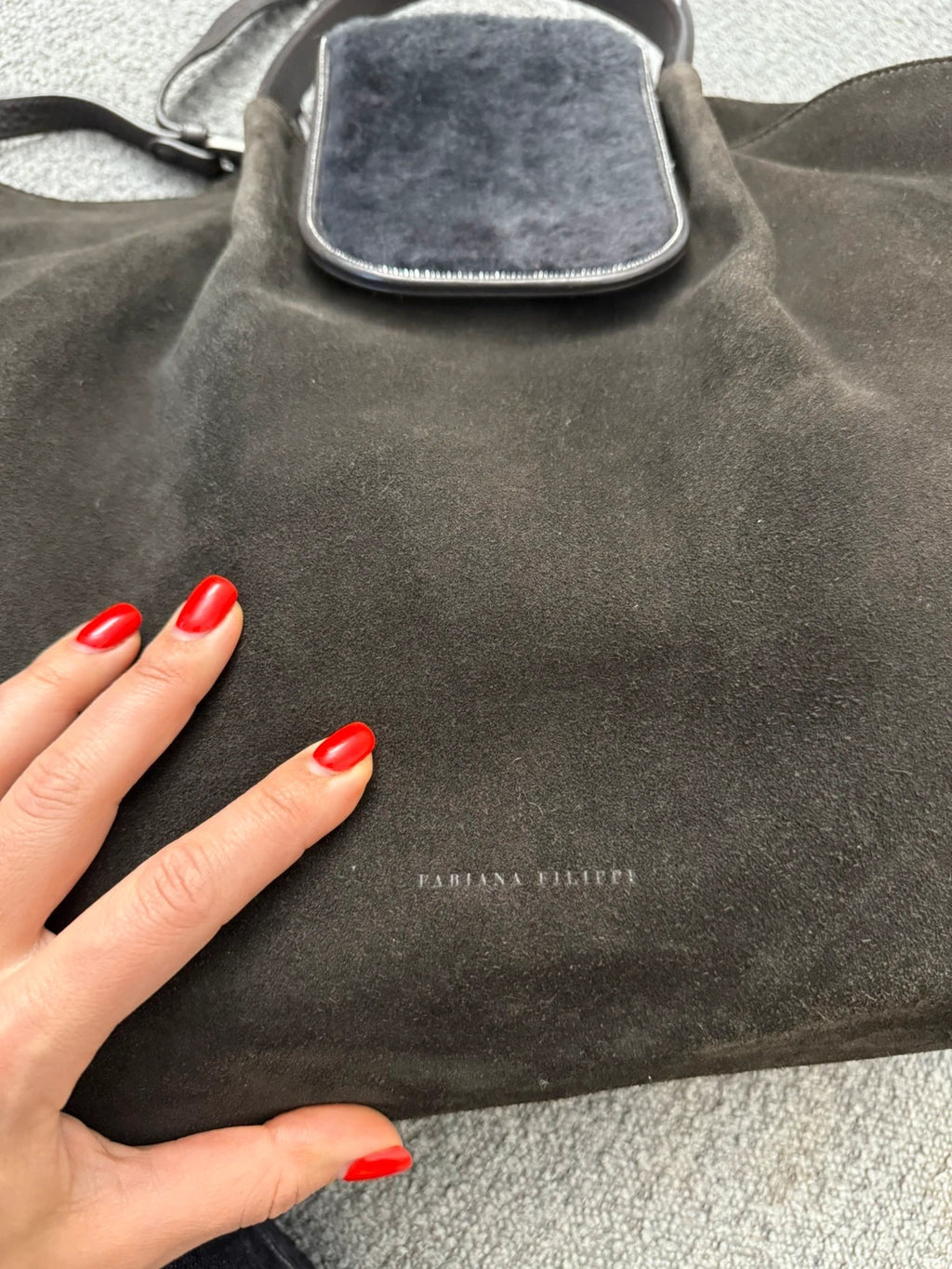 Fabiana Filippi very dark chocolate suede leather big bag - view 6