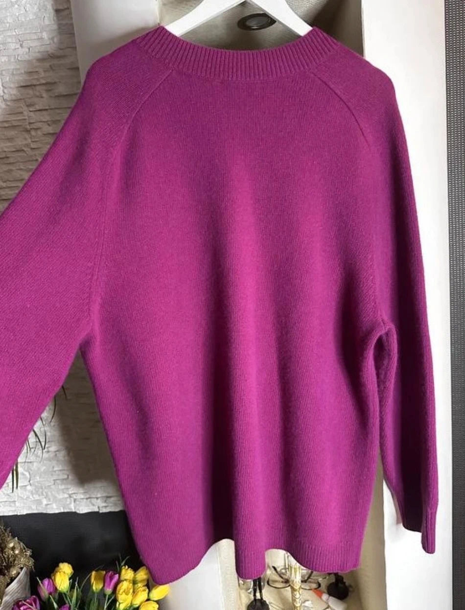 Theory fuchsia 100% cashmere jumper sweater