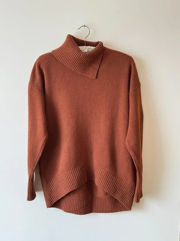 Joseph high neck soft wool terracotta sweater
