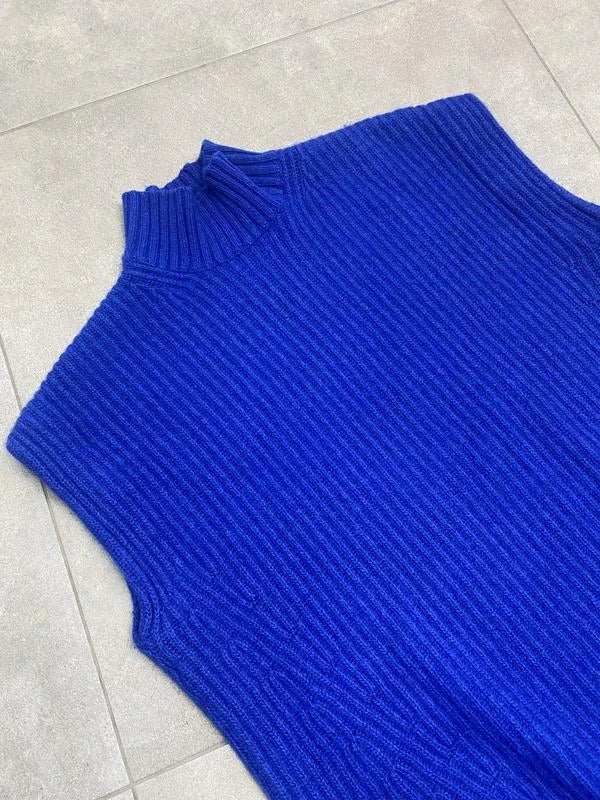 Ganni wool electric blue sleeveless vest - view 2