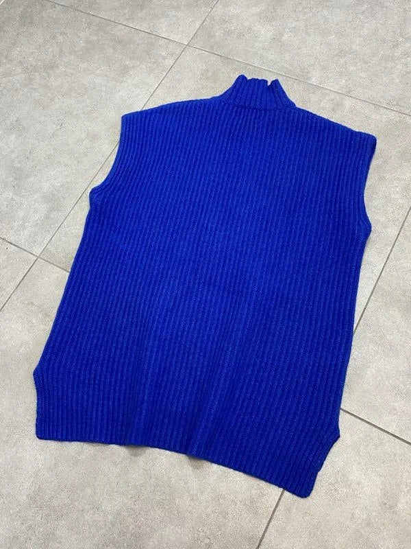 Ganni wool electric blue sleeveless vest - view 8
