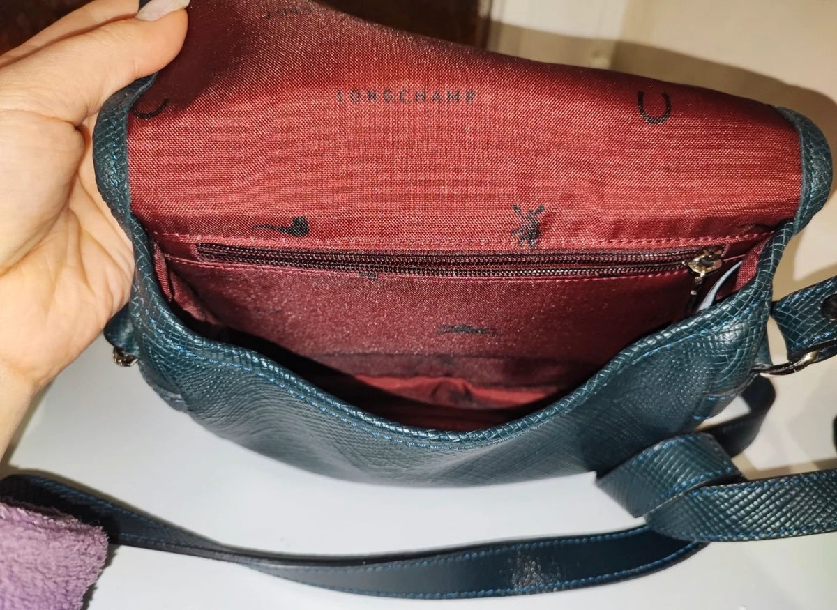 Longchamp quadri dark navy leather crossbody bag - view 4