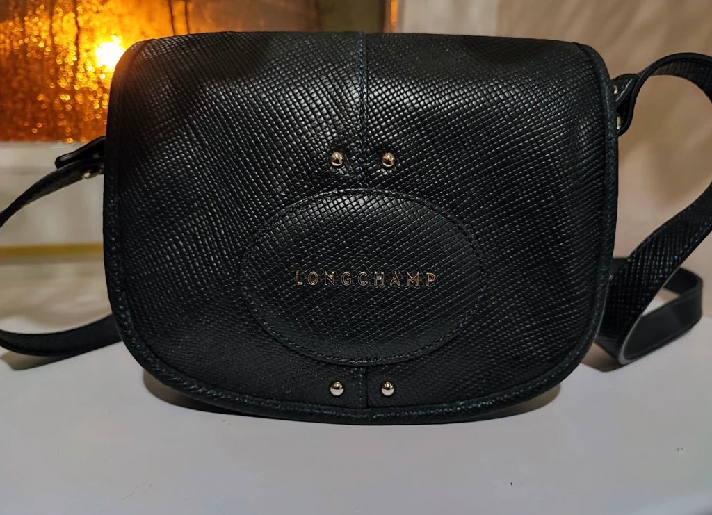 Longchamp quadri dark navy leather crossbody bag