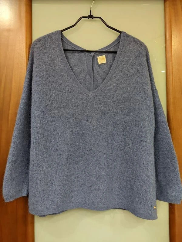 Des Petits Hauts blue kid mohair alpaca wool jumper sweater - view 3