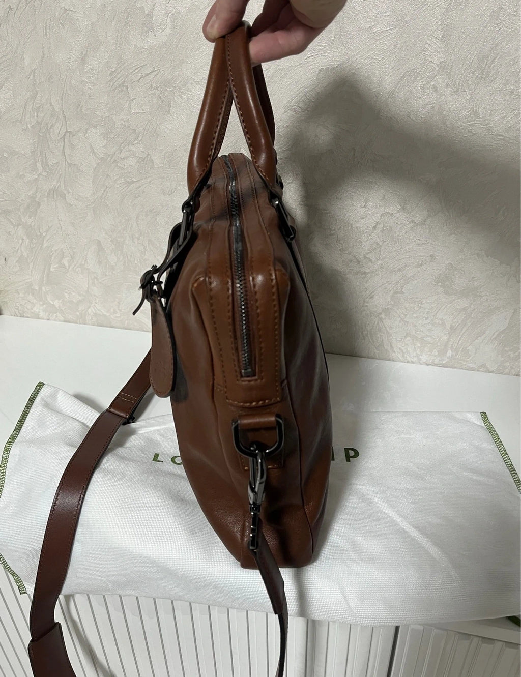 Longchamp 3D new brown leather laptop bag briefcase - view 4