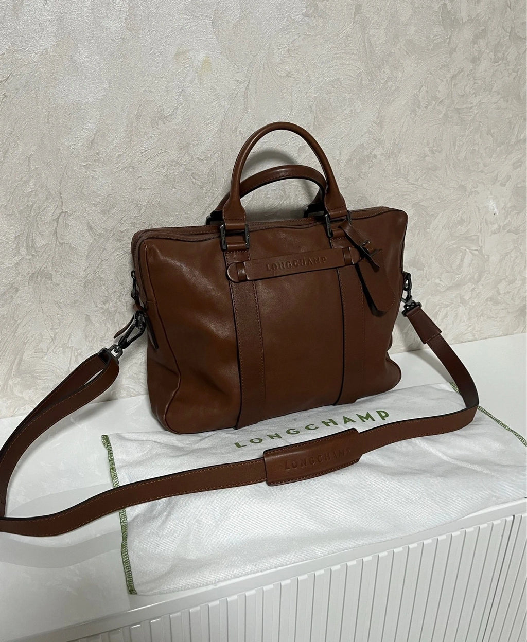 Longchamp 3D new brown leather laptop bag briefcase - view 2