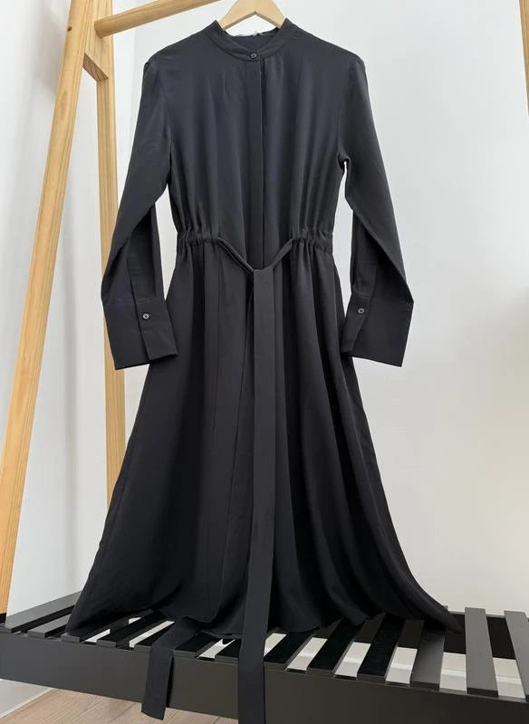 Joseph new black silk long belted dress
