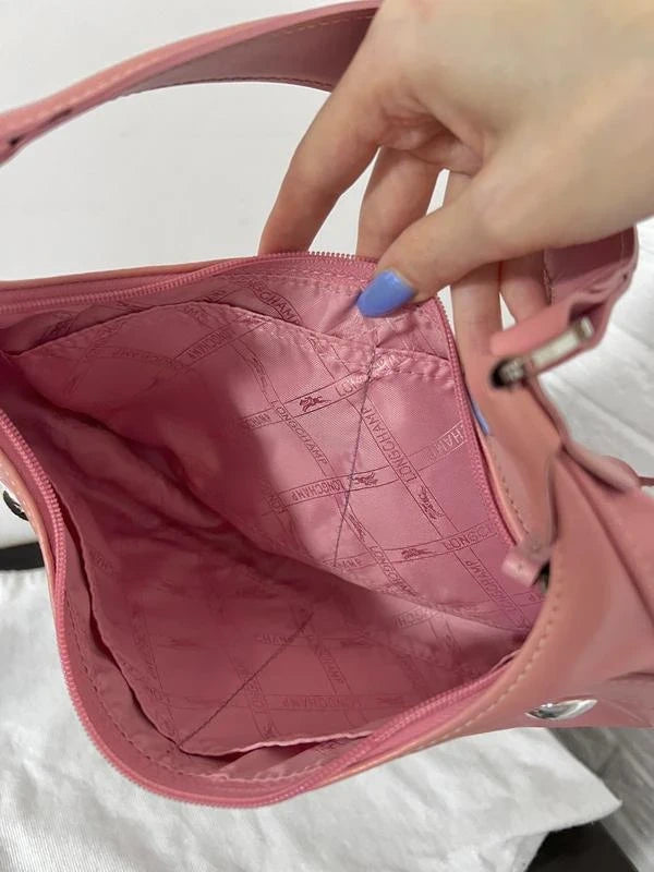 Longchamp pink leather baguette bag - view 4