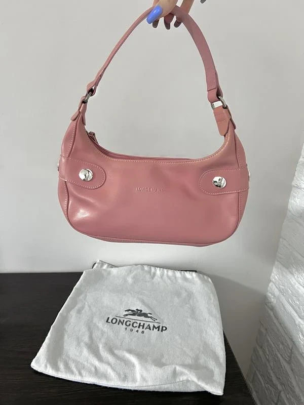 Longchamp pink leather baguette bag