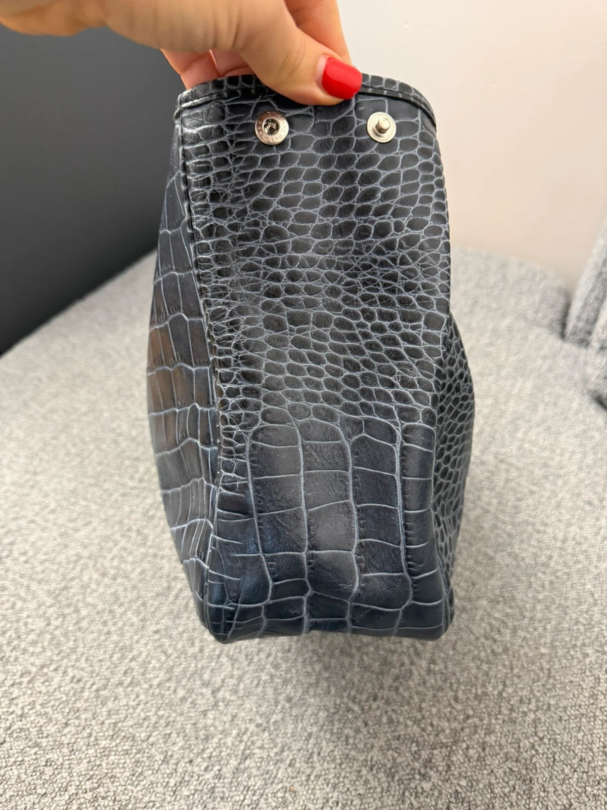 Longchamp roseau croco blue leather handbag - view 5