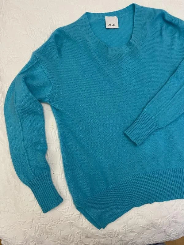 Allude turquoise 100% cashmere oversize sweater - view 2