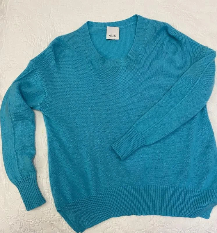 Allude turquoise 100% cashmere oversize sweater
