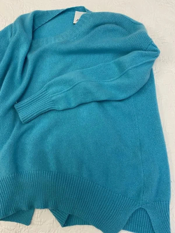 Allude turquoise 100% cashmere oversize sweater - view 7