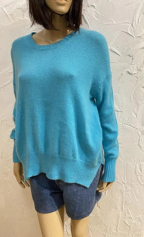 Allude turquoise 100% cashmere oversize sweater - view 6