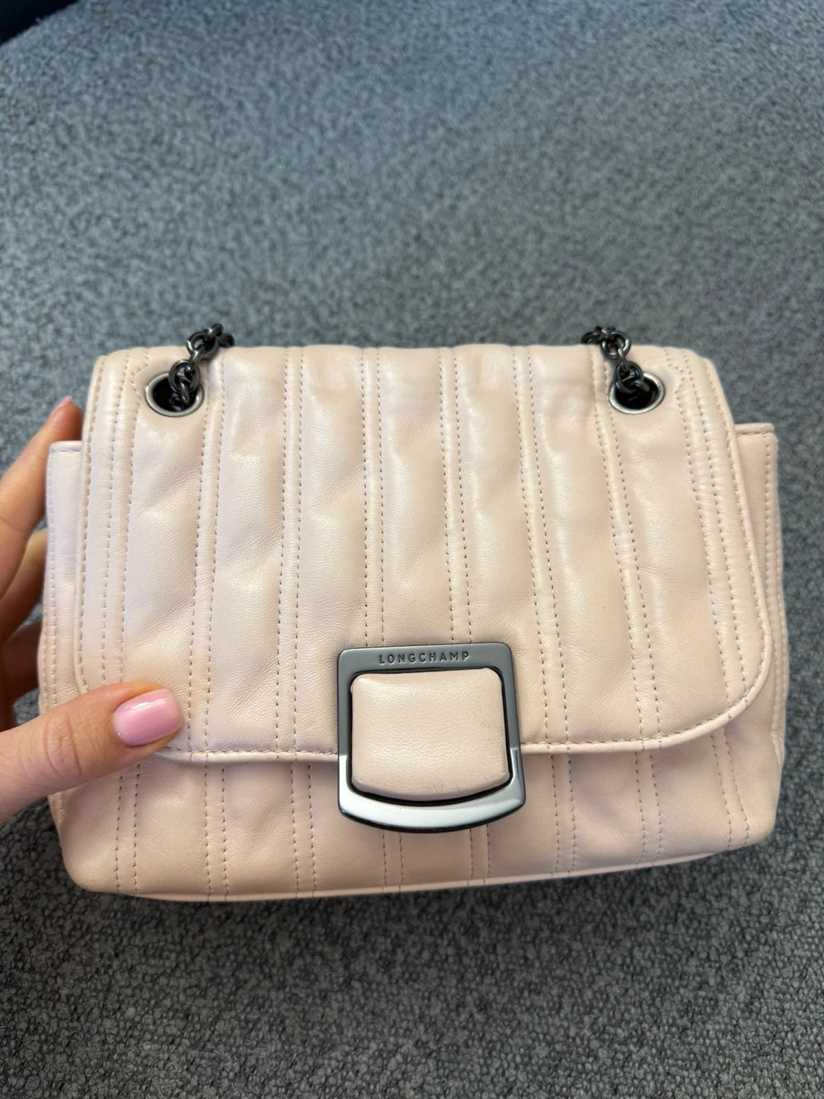 Longchamp Brioche light pink leather crossbody shoulder bag - view 4