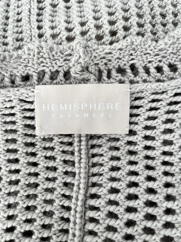 Hemisphere cotton silk cashmere blend grey hand knitted cardigan - view 6