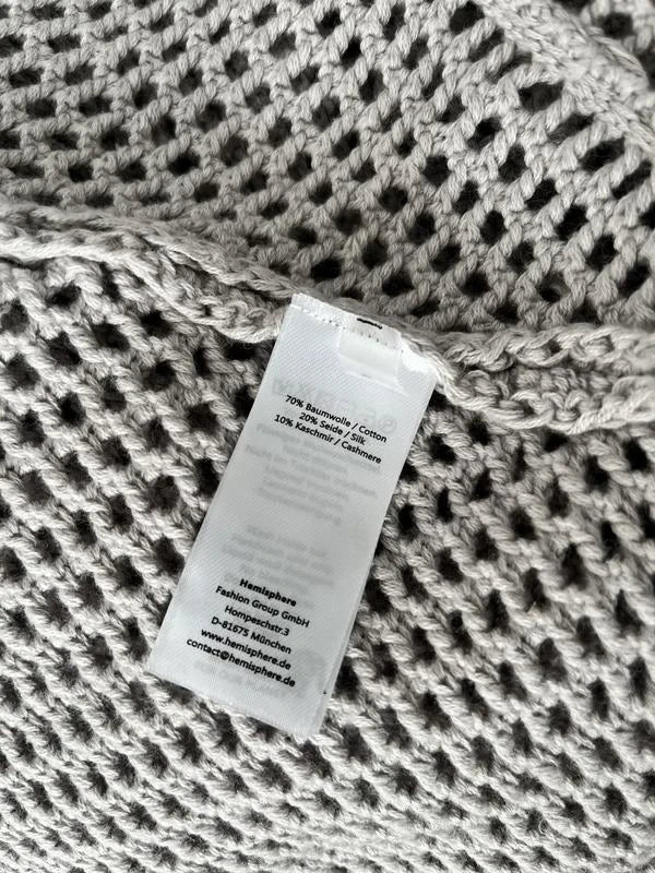 Hemisphere cotton silk cashmere blend grey hand knitted cardigan - view 7