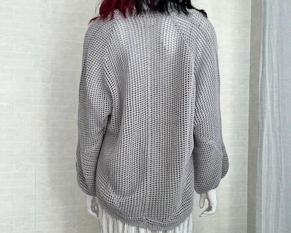 Hemisphere cotton silk cashmere blend grey hand knitted cardigan - view 5