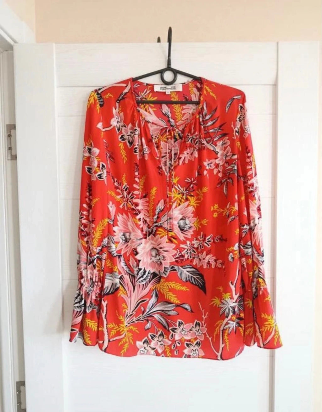 Diane von Furstenberg red silk blouse