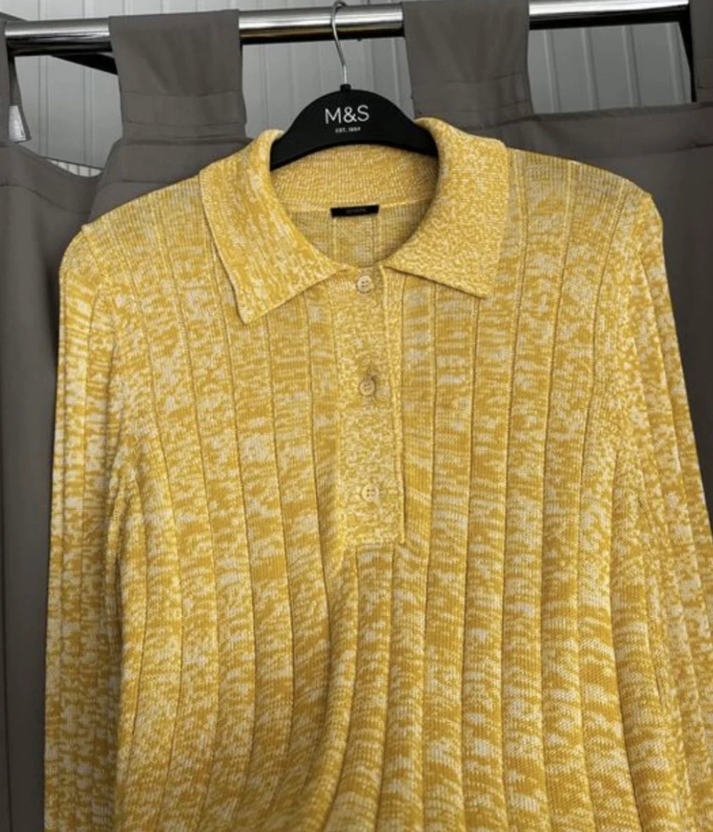 Joseph yellow viscose cotton polo - view 6