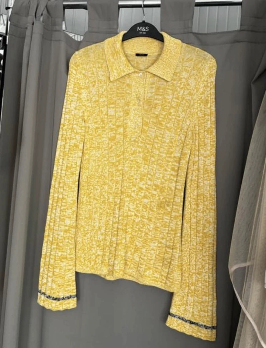 Joseph yellow viscose cotton polo - view 7