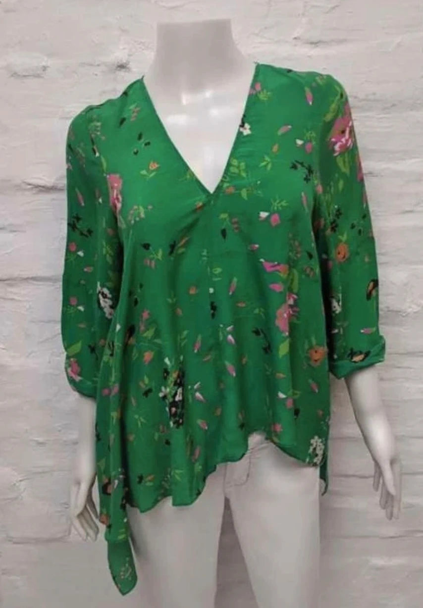 Zadig & Voltaire green silk asymmetric blouse